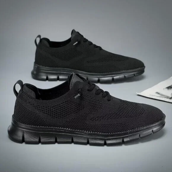 ⚡Men's 2 Black Mesh Casual Walking Business Oxfords Work Lightweight Sneakers - Picture 7 of 7